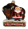 Santa with Bison Glass Ornament