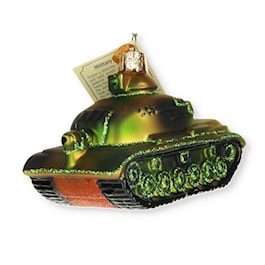 Military Tank Glass Ornament