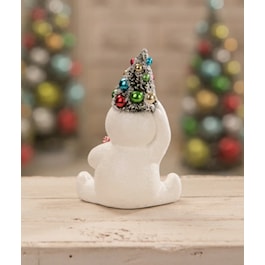 Retro Candy Cane Snowman With Christmas Tree