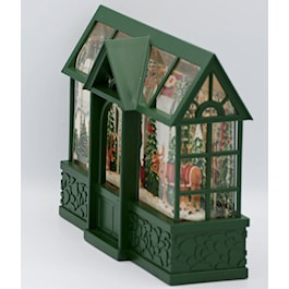 Greenhouse with Santa, Reindeer and Cardinal Snow Globe
