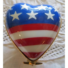 US Flag Heart Limoges Box