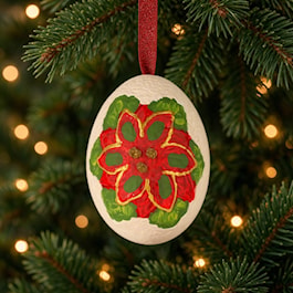 Christmas Poinsettia Hand-Painted Egg Ornament
