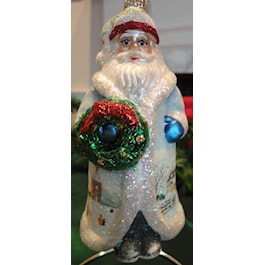 Glistening Santa with Wreath