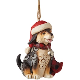 Doggie Wears Plaid Scarf Ornament