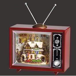 Confetti Lites Lighted Swirl TV with a North Pole Station Rotating Train