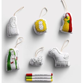 Plush Nativity Color Me Ornaments - Set of 6
