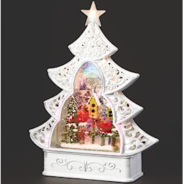 Confetti Lites Lighted Swirl Tree with Cardinal &amp; Birdhouse Scene