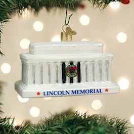 Old World Christmas Lincoln Memorial glass ornament, National Mall landmark with seated Lincoln statue