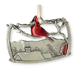 A Red Cardinal Visiting Ornament