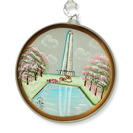 Washington Memorial Disc Glass Ornament in Chip Box