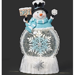 Glitterdome Lighted Swirl Snowman with Rotating Snowflake