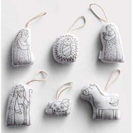 Plush Nativity Color Me Ornaments - Set of 6