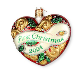 2024 First Christmas Heart Glass Ornament