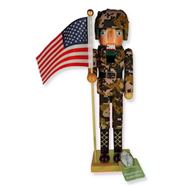 Army Nutcracker with Flag
