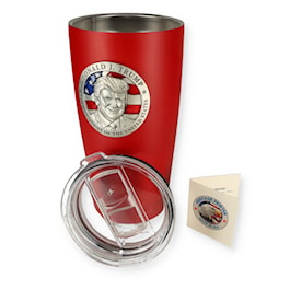 Trump with American Flag Thermal Travel Mug