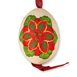 Christmas Poinsettia Hand-Painted Egg Ornament