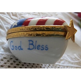 US Flag Heart Limoges Box