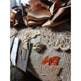 Gold and Brown Ribboned Designer Pillow