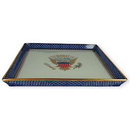 Diplomatic Indigo Wave Square Canape with Eagle Tray