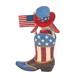 Boot with Dog Holding American Flag Figurine by Jim Shore