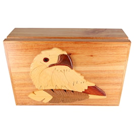 American Eagle and Feather Intarsia Wood Box