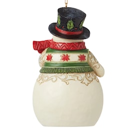 Snowman with Cardinal and Scene Ornament