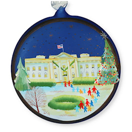 The White House North Portico Large Disc Glass Ornament