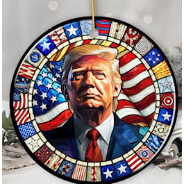 Donald Trump in Stained Glass Style Ornament