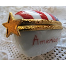 US Flag Heart Limoges Box