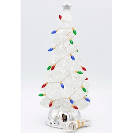 Lighted Swirl Tree with Multi Colored Bulbs Snow Globe