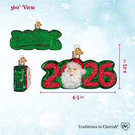 2026 Santa ornament size reference: 2.25 inches wide, 4.5 inches tall, 1.25 inches deep