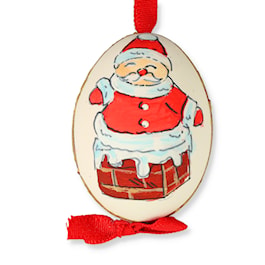 Christmas Chimney Santa Hand-Painted Egg Ornament