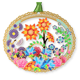 Summer Flower Power Collage Ornament