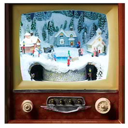 Amuesements Lighted Musical TV Village with Underground Rotating Train &amp; Skaters