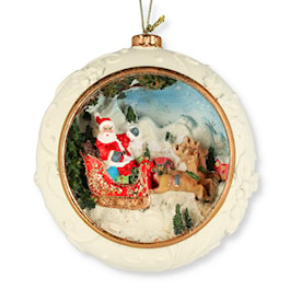 Carved Hanging Ornament with Santa Scene Inside