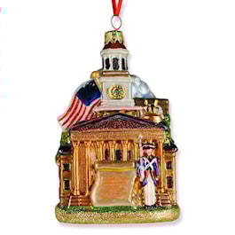 250th USA Anniversary Then and Now Cityscape Glass Ornament
