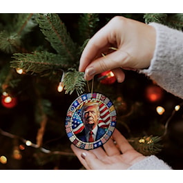 Donald Trump in Stained Glass Style Ornament