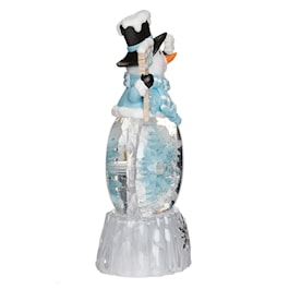 Glitterdome Lighted Swirl Snowman with Rotating Snowflake