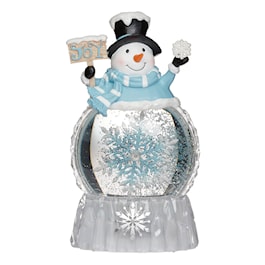 Glitterdome Lighted Swirl Snowman with Rotating Snowflake