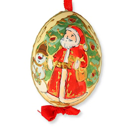 Santa and Snowman Hand-Painted Egg Ornament