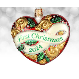 2024 First Christmas Heart Glass Ornament