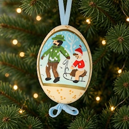 A Christmas Sleigh Ride Hand-Painted Egg Ornament