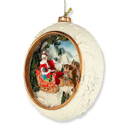 Carved Hanging Ornament with Santa Scene Inside