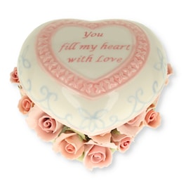Pink Rose Flowers Bouquet Music Box