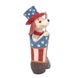 Boot with Dog Holding American Flag Figurine by Jim Shore