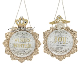 Sparkle and Joy Ornate Disc Ornaments 2 Assorted