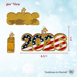 USA 2026 Stars &amp; Stripes Glass Ornament
