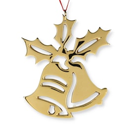 Holly Bell Brass Ornament