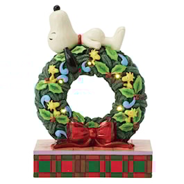 Snoopy Sleeping on LED Wreath