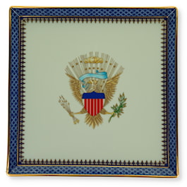 Diplomatic Indigo Wave Square Canape with Eagle Tray